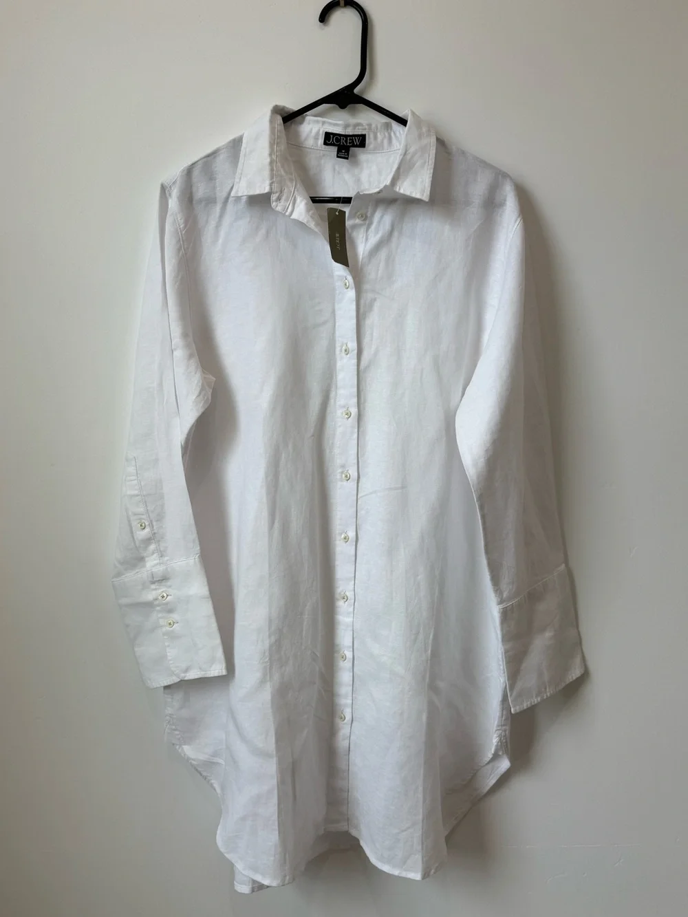 NWT J.CREW Linen Cotton Blend Beach Shirt In White Size M